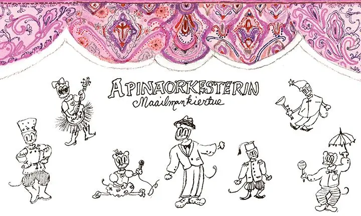 Apinaorkesterin maailmankiertue -kuvakirja villitsee New Yorkista Pariisin kautta Tokioon