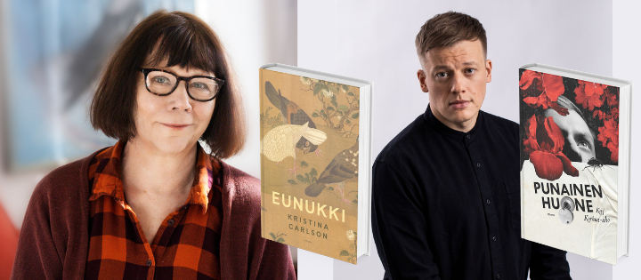 Pohjoismaiden neuvoston vuoden 2022 kirjallisuuspalkinnon ehdokkaina Kristina Carlsonin Eunukki ja Kaj Korkea-ahon Punainen huone