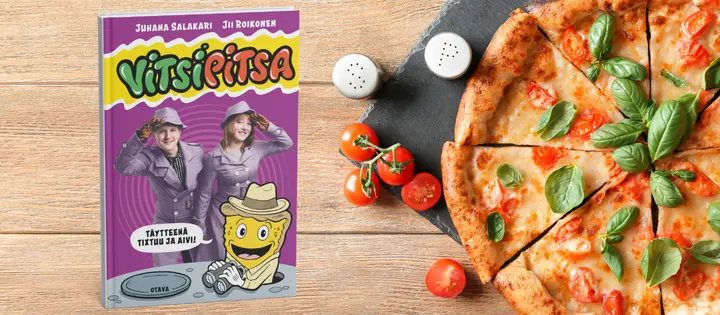 Koululaisten suosikkivitsikirja on taas täällä! Vitsipitsa-uutuuden täytteenä ovat sisarukset Tixtuu ja Aivi